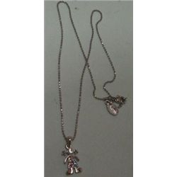 NECKLACE & PENDANT-PENDANT IS A GIRL WITH PICKTAILS COVERED IN COLORFUL RHINESTONES!! NECKLACE CAME