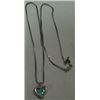 Image 1 : NECKLACE & PENDANT-PENDANT IS A HEART W/LIGHT BLUE GEMSTONE IN CENTER STAMPED *18KGP*!! NECKLACE CAM