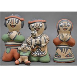 FOUR SANTA CLARA POTTERY FIGURES