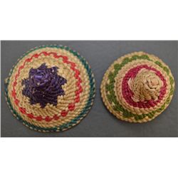 TWO NORTH WEST COAST MINIATURE BASKETRY HATS