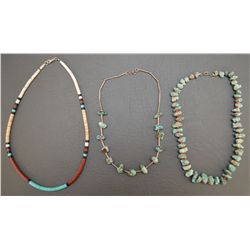 THREE PUEBLO  CHOKER STYLE NECKLACES