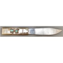KNIFE WITH SILVER NAVAJO HANDLE