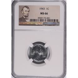 1943 LINCOLN "STEEL" CENT, NGC MS-66!