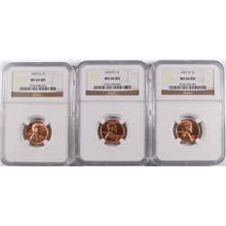 ( 3 ) 1957-D LINCOLN CENTS, NGC MS-66 REDS!