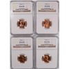 Image 1 : ( 4 ) 1958-D LINCOLN CENTS, NGC MS-66 RED GEMS!