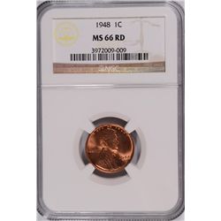 1948 LINCOLN CENT NGC MS-66 RD