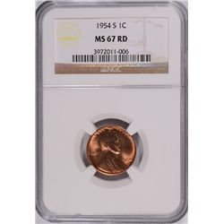 1954-S LINCOLN CENT NGC MS-67 RD