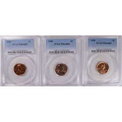 1956 AND ( 2 ) 1958 LINCOLN CENTS, ALL PCGS PROOF-64 RED