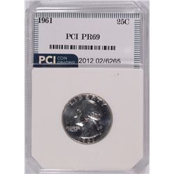 1961 WASHINGTON QUARTER, PCI PROOF-69!