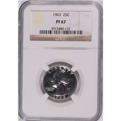 1963 WASHINGTON QUARTER, NGC PROOF-67
