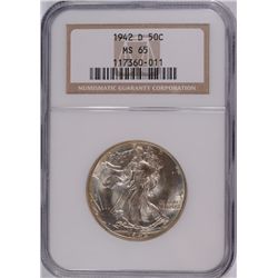 1942-D Walking Liberty Half Dollar NGC MS 65 WHITE!