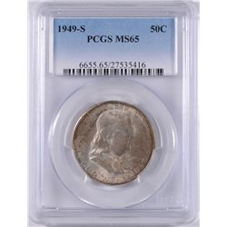 1949-S FRANKLIN HALF DOLLAR,. PCGS MS-65  NICE ORIGINAL TONING