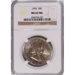 1955 FRANKLIN HALF DOLLAR, NGC MS-65 FBL  BEAUTIFUL COLORS!