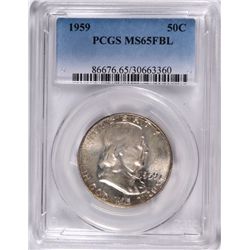 1959 FRANKLIN HALF DOLLAR, PCGS MS-65 FBL