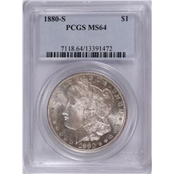 1880-S MORGAN SILVER DOLLAR, PCGS MS-64