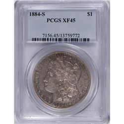 1884-S MORGAN SILVER DOLLAR, PCGS XF-45