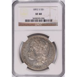 1892-S MORGAN SILVER DOLLAR, NGC XF-40
