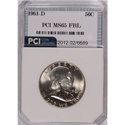 1961-D FRANKLIN HALF DOLLAR, PCI MS-65 FBL   TRENDS PRICE $600.00