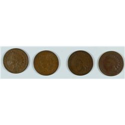INDIAN CENT LOT: 1873-GOOD, 1874-GOOD, 1875-VG/FINE AND 1876-VG