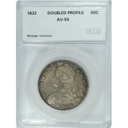 1832 BUST HALF DOLLAR SEGS AU 55 DOUBLED PROFILE!