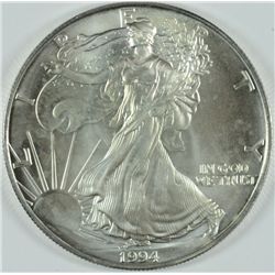 1994 AMERICAN SILVER EAGLE, GEM UNC.