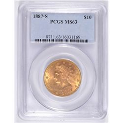 1887-S $10 GOLD LIBERTY PCGS MS-63