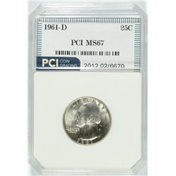 1961-D WASHINGTON QUARTER, PCI MS-67  TRENDS FOR $2000.00