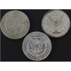 Collection of 3 Morgan silver dollars includes