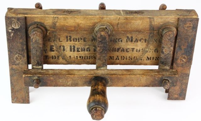 Antique rope maker lettered E.O. Berg Pat'd 1908