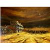 Image 1 : Large oil on board painting of cattle round up