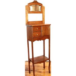 Old oak shaving stand with single cup compartment