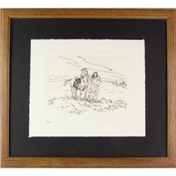 Pencil signed etching by Montana artist Nancy