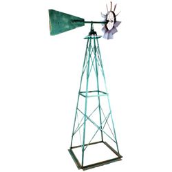 Outdoor yard art windmill standing 97" tall.