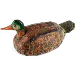 Hand carved folk art duck with wood body