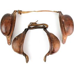 2 pair leather bucking rolls for fork saddles,