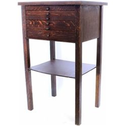 Quartersawn oak flat file drawer table, six