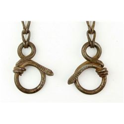 Set of metal rein chains with swivels and hand