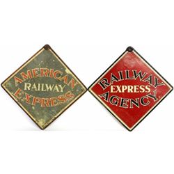 Collection of 2 antique depot signs