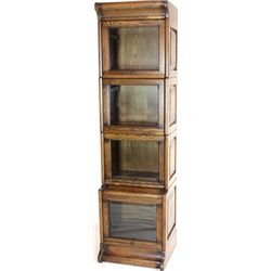 Stepped back 4 stack bookcase with beveled glass