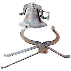 Antique No. 2 cast iron school bell with original