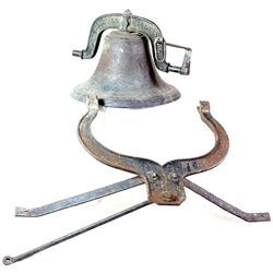 Antique No. 2 cast iron school bell with original