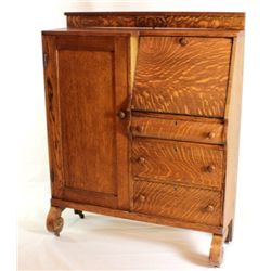 Oak secretary cabinet with drop down desk,