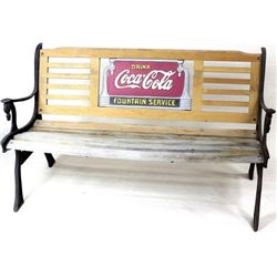 Coca Cola park bench with cast iron legs