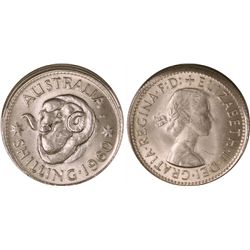 1960 Australian QEII Shilling Error Coin - Raised Lip