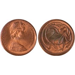 1974 Australian Two Cent Error Coin - Struck Off Centre