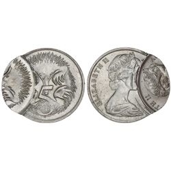 No date Australian Five Cent Error Coin - Double Struck