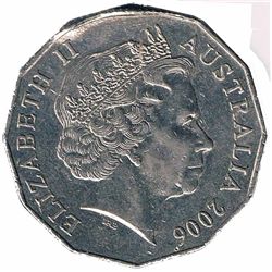 2006 Australian Fifty Cent Error Coin - Slipped Collar
