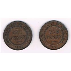 1933/2 Australian KGV Overdate Penny x 2