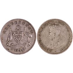 1934/3 Australian KGV Overdate Threepence