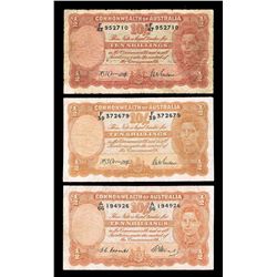 KGVI Ten Shilling Notes x 3